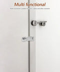 Installed marine-grade stainless steel door latch/hasp with swivel padlock eye on white door