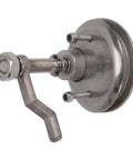 Side view of Bnineteenteam boat cam latch in marine-grade 316 stainless steel with round base and lever.