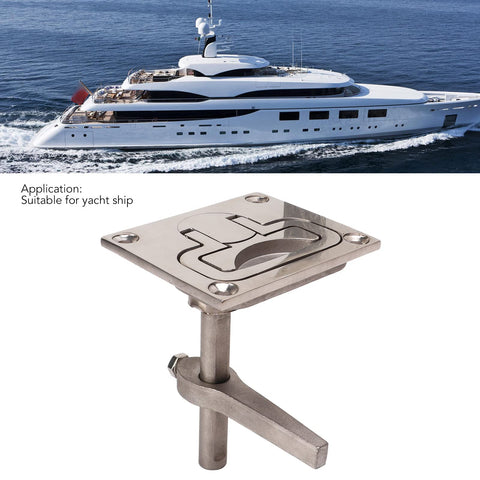 Boat hatch flush pull latch, 316 stainless steel with lift handle, 67x79mm; yacht background