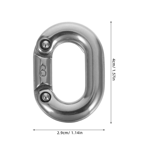 Stainless steel 8mm anchor chain quick link, heavy-duty oval repair connector (front view)