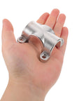 RUNROTOO marine-grade 316 stainless steel tube-to-tube handrail clamp held in hand; fits 1-inch poles