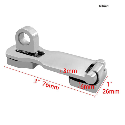 Marine Grade Stainless Steel Heavy Duty Door Hasp With Turning Padlock Eye Mount for Outdoor Doors, corrosion resistant 316L latch