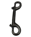 Double-ended hook, black marine-grade stainless steel, 115 mm, front view.