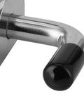 Stainless steel drum spring latch with black knob; close-up view for marine use