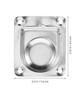 Stainless steel flush pull ring handle on square mounting plate (65x56mm) with 4 screws; marine-grade 304 steel