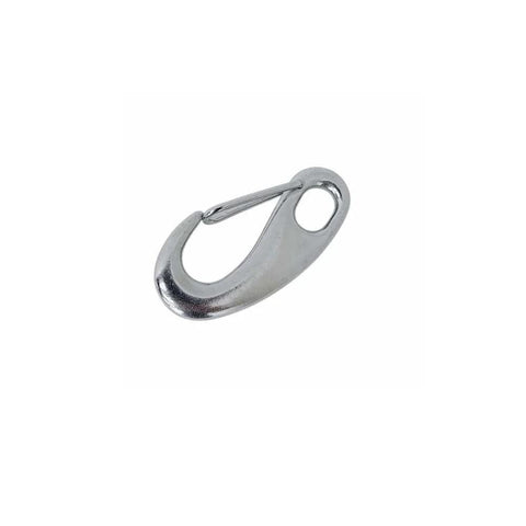 Front view of marine-grade T316 stainless steel gate snap hook, 3-3/4 in long, 1000 lb WLL