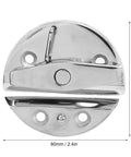 NBZGFD round turn-button twist latch, marine-grade stainless steel with mirror finish, 60mm diameter for boat hatches