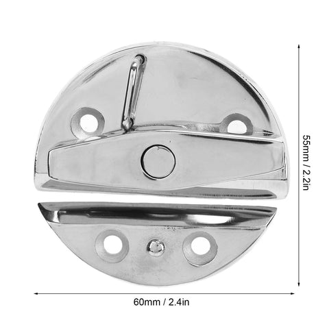 NBZGFD round turn-button twist latch, marine-grade stainless steel with mirror finish, 60mm diameter for boat hatches