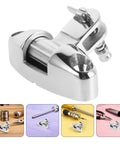 Close-up of marine-grade stainless steel rotating deck sunblind bracket with slide pin (70mm) for boat bimini top hardware