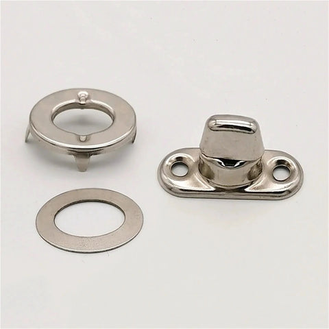 3-piece marine-grade stainless steel twist-lock fastener set with turn-button eyelet and stud for canvas, includes washer