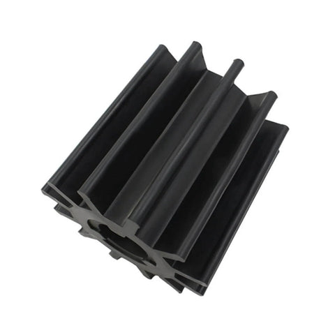 Marine flexible water pump impeller replacement for Jab pumps, black neoprene, 12 blade spline drive, brass insert