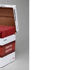 Box of maroon General Purpose Hand Pads 6x9 perforated nonwoven abrasive pack of 20, open view showing multiple pads inside.