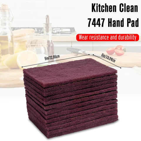 Stack of maroon general purpose scrub pad 6x9 inches 20 pack for paint prep and scuffing in kitchen setting
