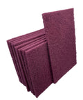 Stack of Maroon Very Fine Nonwoven Hand Pads 6 x 9 Inch Aluminum Oxide Scrub Pads
