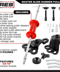 Master Slide Hammer Puller Set – 10-Way Slide Hammer Puller Set Includes 3-Piece Rear Axle Bearing Puller Kit with durable case
