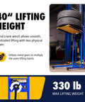 Material Lift Winch Stacker Pallet Truck Dolly With 330 Lbs Capacity And 40 Inch Max Lift 8 Inch Wheels And Swivel Casters