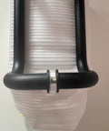Stainless Steel 12 Inch Offset Door Pull Handle Matte Black Through Bolt Mounting shown from top view on foam padding
