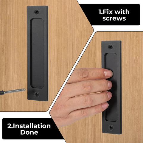 Installing Matte Black 6 Inch Rectangular Recessed Sliding Door Pulls 2 Pack For Barn Doors Cabinets And Drawers With Screws
