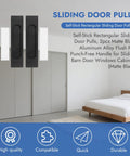 Self Stick Rectangular Sliding Door Pulls Two Piece Set Matte Black Aluminum Flush Handles shown in home setting
