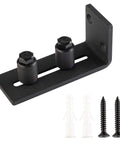 Matte Black Adjustable Barn Door Floor Guide Roller With Wall Mount, Guard Against Door Sway And Floor Damage, Carbon Steel Construction