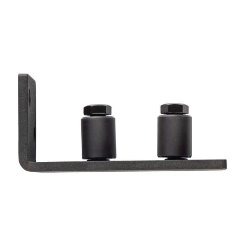 Matte Black Adjustable Barn Door Floor Guide Roller With Wall Mount, Guard Against Door Sway And Floor Damage