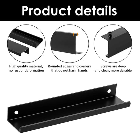 Product details of 30 Pack Matte Black Aluminum Cabinet Handles 5.9 Inch Flat Back Hidden Back Mount Finger Pulls