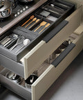 Open kitchen drawers with 30 Pack Matte Black Aluminum Cabinet Handles 5.9 Inch Flat Back Hidden Back Mount Finger Pulls