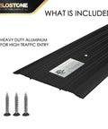 6" W x 1/4" H x 36" L - Commercial Aluminum Door Threshold(Mattee Black Anodized)- Door Saddle- ADA accessible Barrier Free- Fire Rated- Door Thresholds for Exterior Doors, B304A with screws included