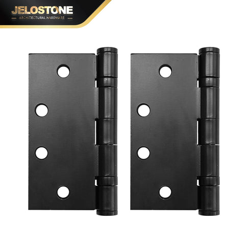 3 Pack Commercial Grade Ball Bearing Door Hinges 4-1/2 x 4-1/2 Full Mortise Matte Black JS-5BB2 UL Listed shown front view