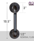 1/2 In X 6 In Matte Black Pipe Sliding Barn Door Handle For Indoor And Outdoor Use, Industrial Steel Pipe Rustic Vintage Style Door Pull