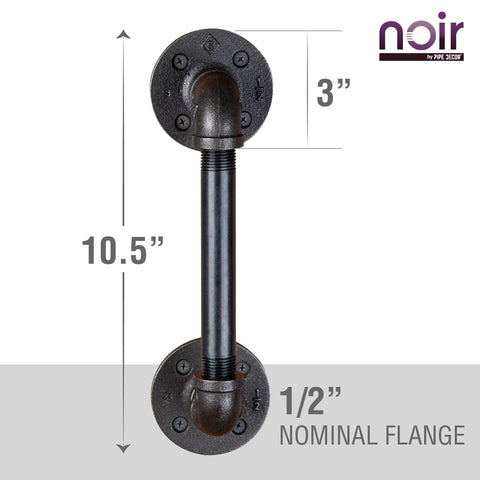 1/2 In X 6 In Matte Black Pipe Sliding Barn Door Handle For Indoor And Outdoor Use, Industrial Steel Pipe Rustic Vintage Style Door Pull