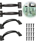 4 Pack 6 Inch Bow Door Handles Matte Black Vintage Rustic Pulls For Barn Doors Sheds Cabinets Gates And Outdoor Fences with screws
