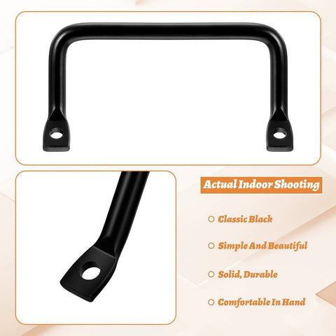 8 Pack Matte Black Cutting Board And Cabinet Hardware Handles Pulls, front view, black metal, 11 x 5.5 cm, with screw holes