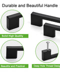 Five Pack Cabinet Handles 8.8 Inch 224mm Screw Spacing Matte Black Furniture Hardware Pulls solid zinc alloy durable close-up view
