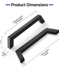 Ten Pack 5 Inch Matte Black Cabinet Handles Square Flat Modern Pulls For Kitchen Cabinets And Drawer Fronts dimensions