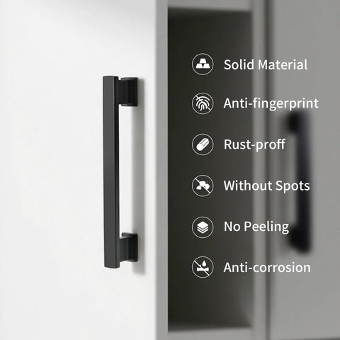 Matte Black Cabinet Handles 5 Inch 128mm Hole Centers Solid Zinc Alloy Drawer Pulls Pack Of 10 Installed on Cabinet
