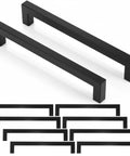 10 Pack Matte Black Cabinet Handles Stainless Steel Drawer Pulls For Kitchen Cabinets Bathroom Cupboards Dresser Wardrobe With 7 Inch Hole Centers, Bulk Pack For Easy Update Durable Construction With Fingerprint Resistant Matte Finish For Long Lasting Use