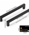 10 Pack Matte Black Cabinet Handles Stainless Steel Drawer Pulls For Kitchen Cabinets showing dimensions and matte finish