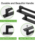 10 Pack Classic Solid Cabinet Handles With Metal Base Plate 6.3 Inch Screw Spacing Matte Black Furniture Hardware Details