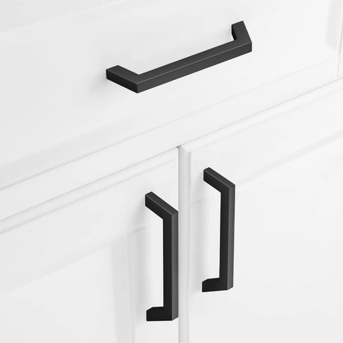 Ten Pack 5 Inch Matte Black Cabinet Handles Square Flat Modern Pulls For Kitchen Cabinets And Drawer Fronts 5 Inch Center To Center
