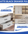 Matte Black Cabinet Handles 60 Pack With 3 Inch Hole Centers And 5 Inch Overall Length installed on kitchen cabinets and drawers