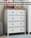 White dresser with 8 Pack Matte Black Self Adhesive Cabinet Knobs Set, installed for drawers, shown in a modern room setup.