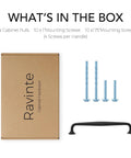 Five Pack Six And A Quarter Inch Matte Black Kitchen Cabinet Pulls Made From Solid Zinc Alloy with Mounting Screws in Packaging