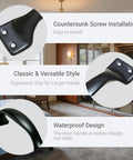 Three views of Six Pack Five Point Six Inch Cabinet Pulls And Door Handles In Matte Black Stainless Steel Premium Hardware.
