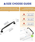 Five Pack Six And A Quarter Inch Matte Black Kitchen Cabinet Pulls Made From Solid Zinc Alloy with size guide diagram
