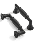 2 Pack 3 Inch Center Hole Matte Black Cabinet Pulls Durable Zinc Alloy Handles For Kitchen Cabinets Bathrooms And Vanities