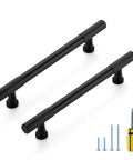 Two 12 Pack Matte Black Cabinet Pulls 5 Inch Center To Center Handles For Cabinets And Dressers Durable Metal Kitchen Drawer Pulls with screws