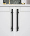 2 Pack 6 Inch Center To Center Matte Black Cabinet Pulls Heavy Duty Drawer Handles on white cabinet doors