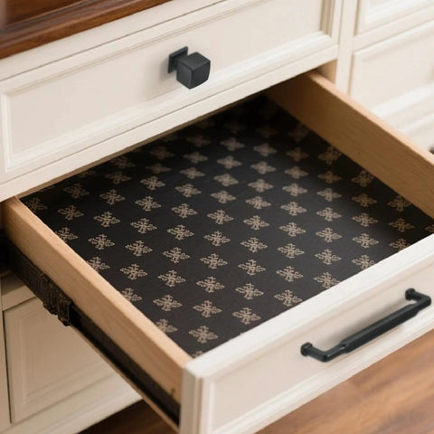 Open drawer with 10 Pack Matte Black Cabinet Pulls With 5 Inch Center To Center Measurement Solid Zinc Alloy Drawer Handles installed