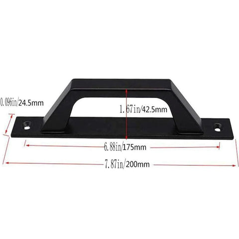 Sliding Barn Door Handle For Wooden Doors 19.6 Cm Long, Antique Two-Piece Door Pull In Matte Black Finish, carbon steel, front view